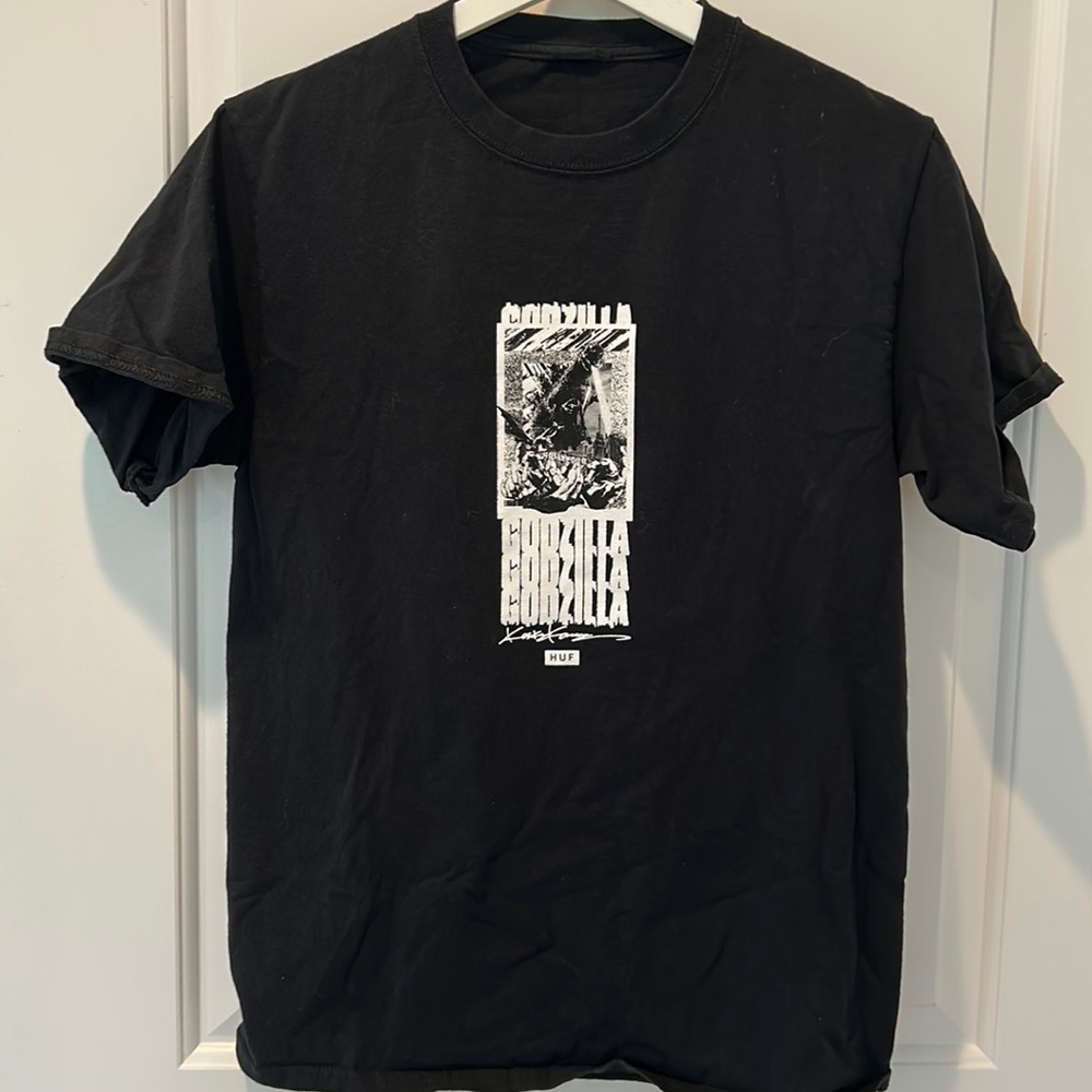 HUF x Godzilla x Kosuke Kawamura Collaboration Black & White Tee Shirt